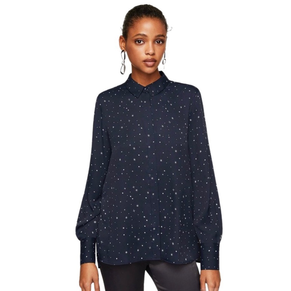 MANGO Allover Star Print Blouse